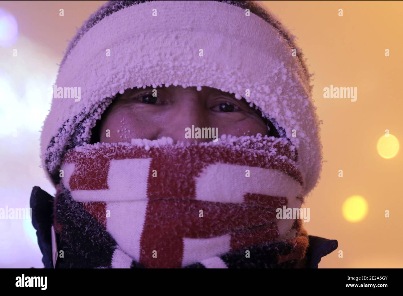 Yakutsk Russia 13th Jan 2021 A Man In A Street In The City Of Yakutsk The Capital Of The Sakha Republic Yakutia In Far Northeastern Russia The Temperature In The City Reaches