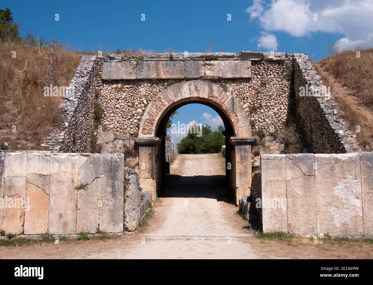 Roman amphitheater, archaeological site of Alba Fucens, Massa d'Albe, Abruzzo, Italy Stock Photo
