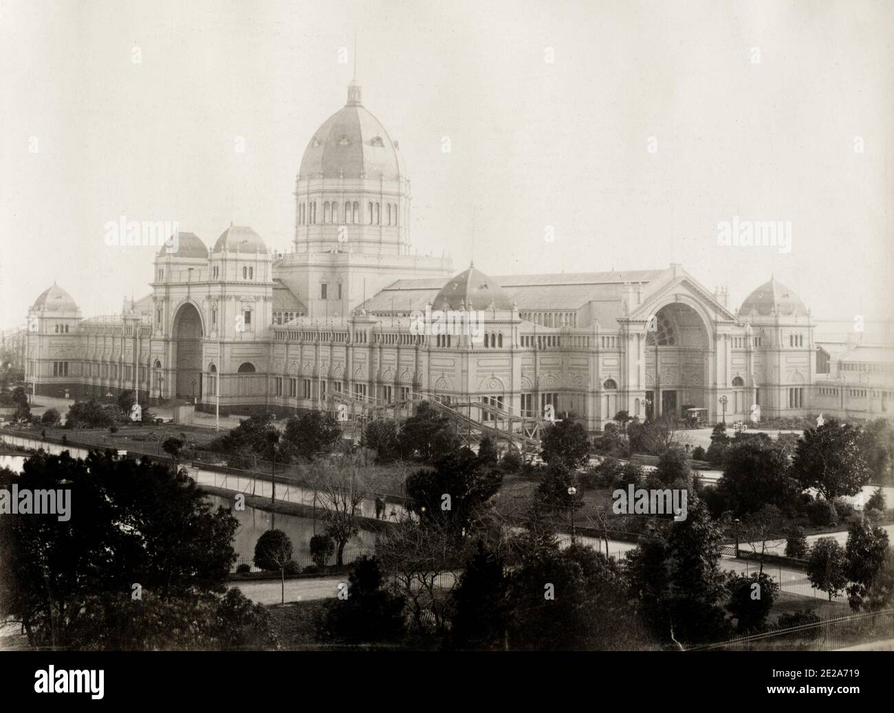 Vintage 19th century photograph: The Royal Exhibition Building is a World Heritage-listed building in Melbourne, Victoria, Australia, built in 1879-80 Stock Photo