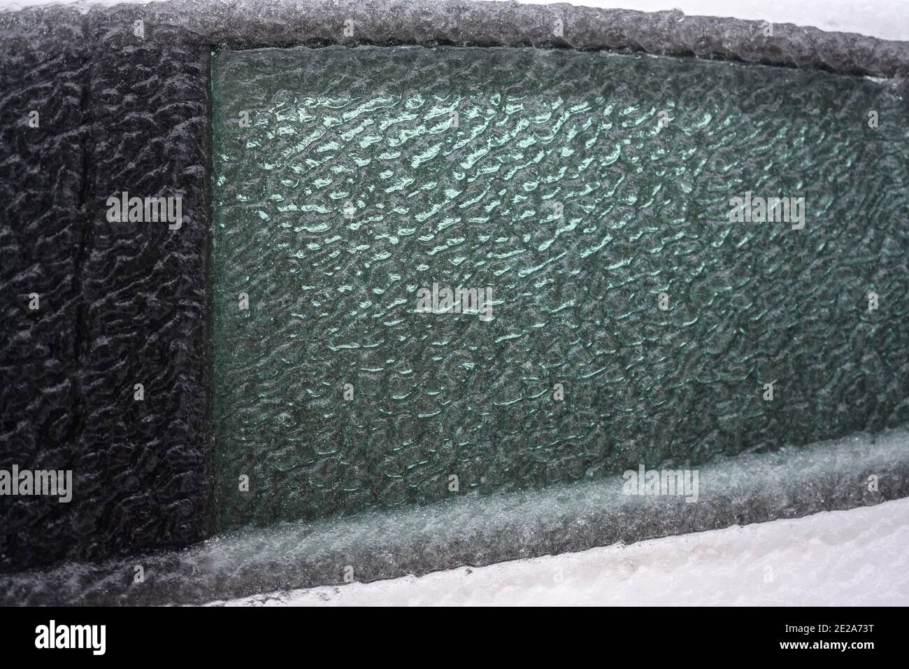 Ice on the car window after freezing rain Stock Photo Alamy