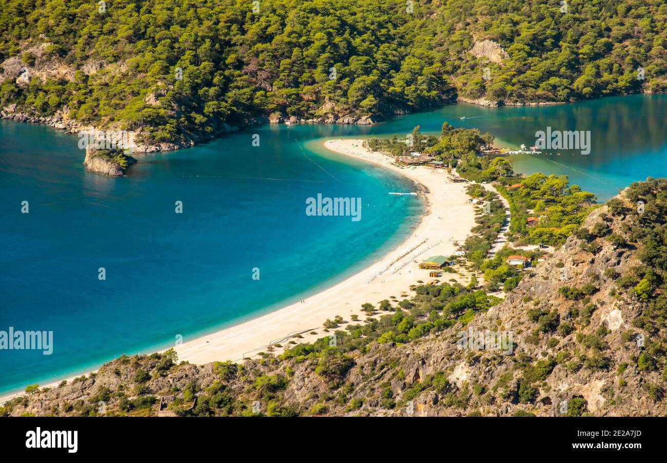 oludeniz lagoon in sea landscape view of beach, Turkey Stock Photo
