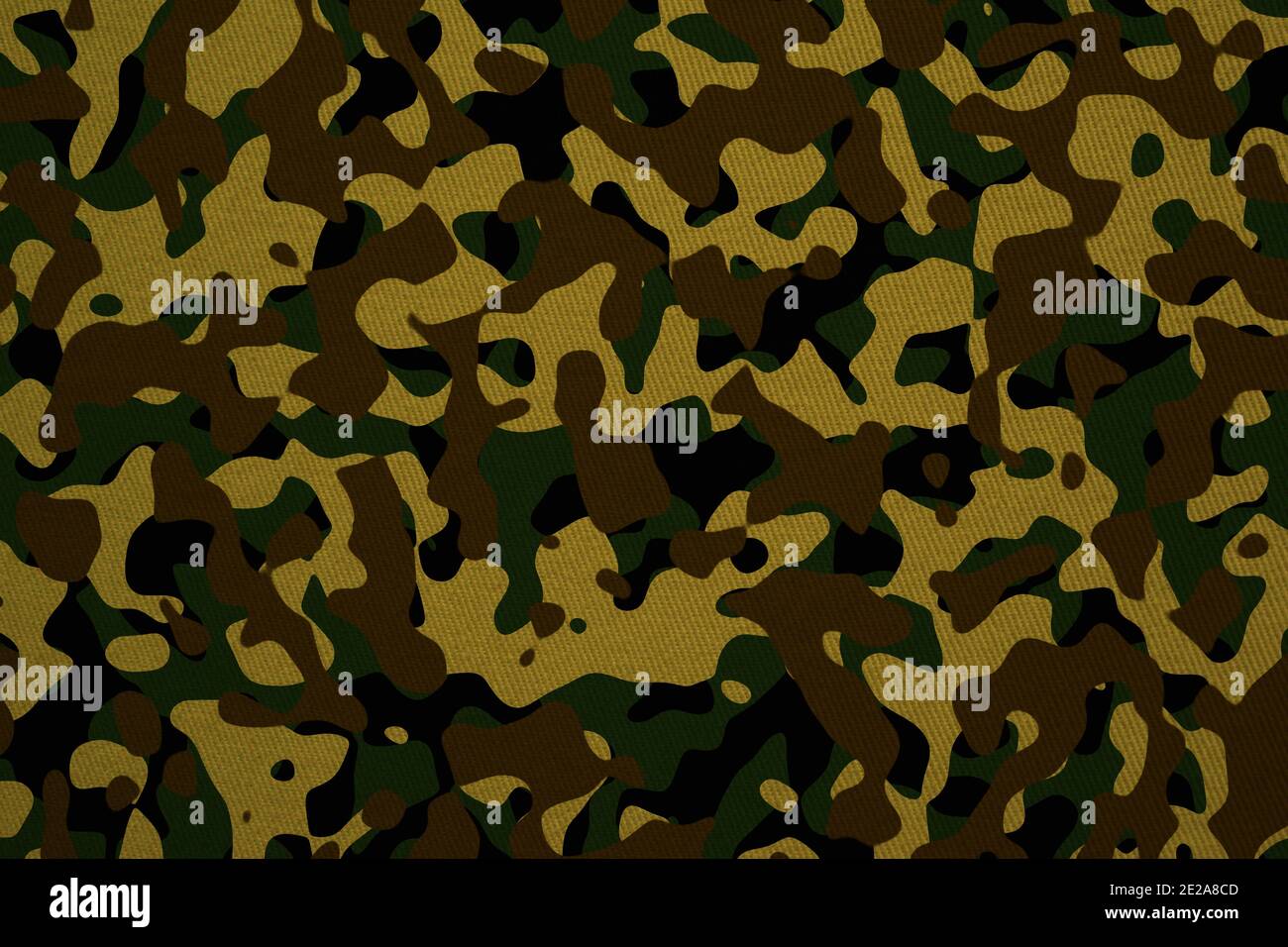 Green, brow, black military camouflage pattern texture background illustration Stock Photo