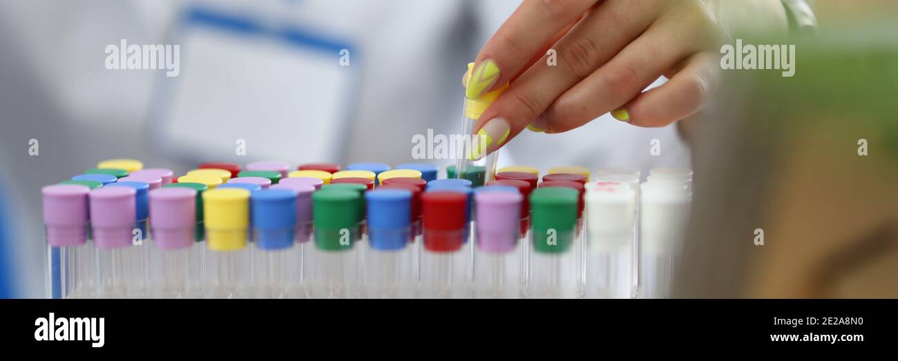 Woman working in lab Stock Photo