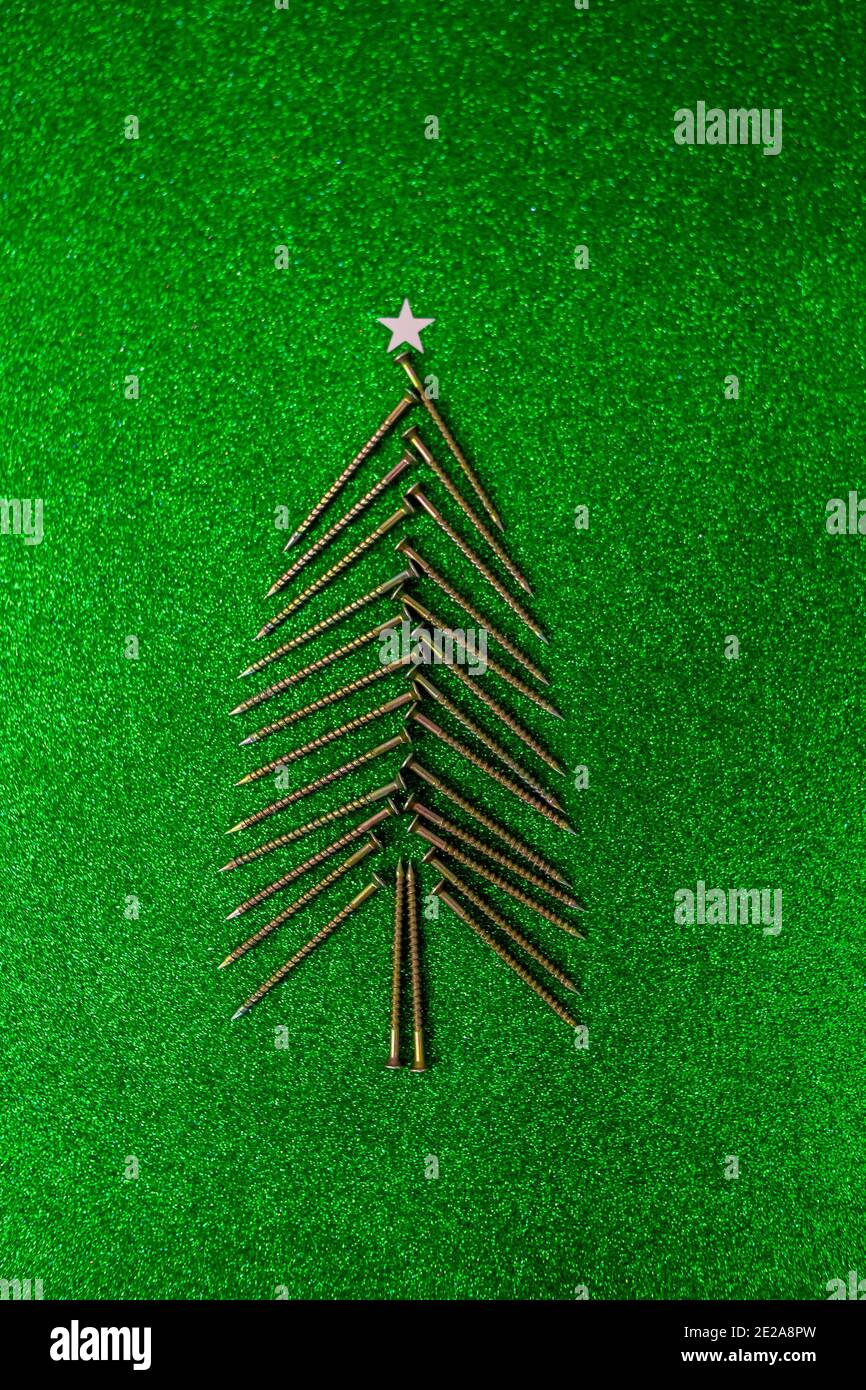 Christmas tree made from dowels with star Stock Photo Alamy