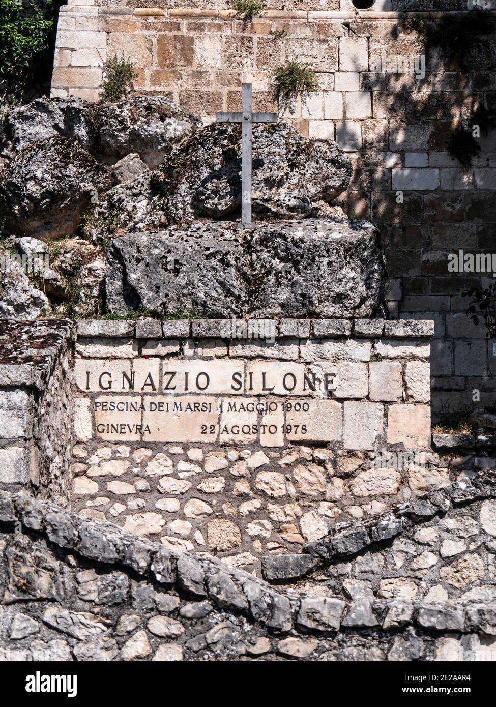 tomb of Ignazio Silone, Pescina, Abruzzo, Italy Stock Photo