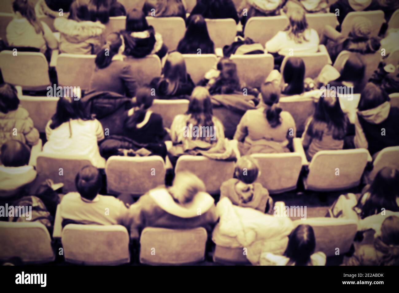 Audience in a theater, on a concert. Viewers watching the show. Stock Photo