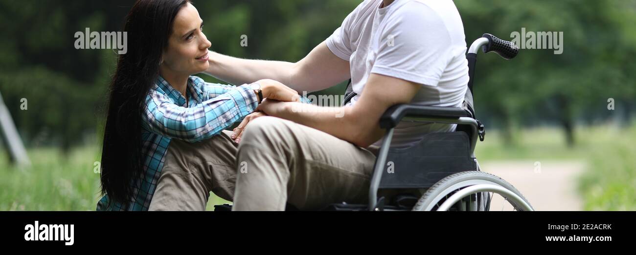 Middle aged male in wheelchair Stock Photo