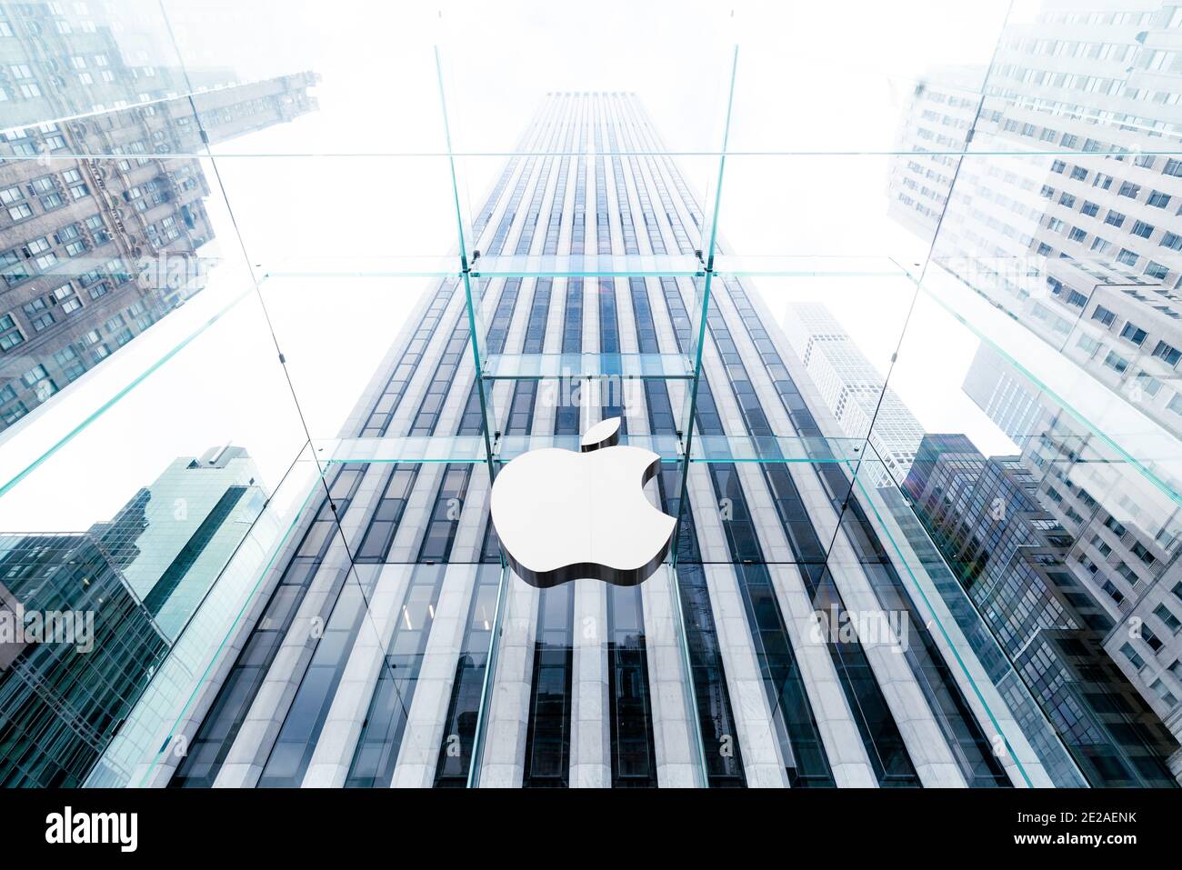Apple Store on Fifth Avenue on November 28, 2019 in New York City, USA. Apple's iconic Fifth Avenue store was originally Stock Photo