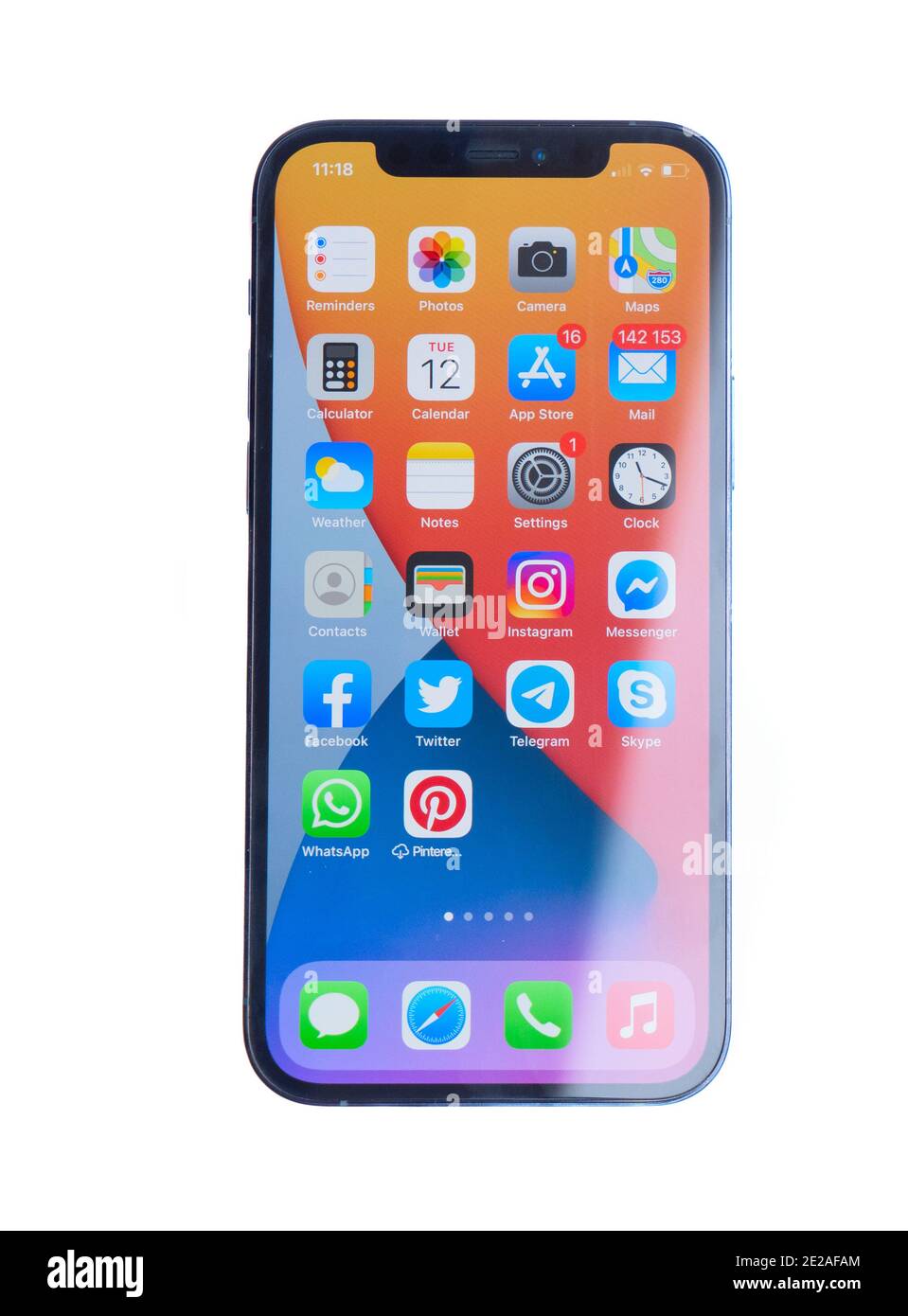Iphone 12 pro on white background Stock Photo