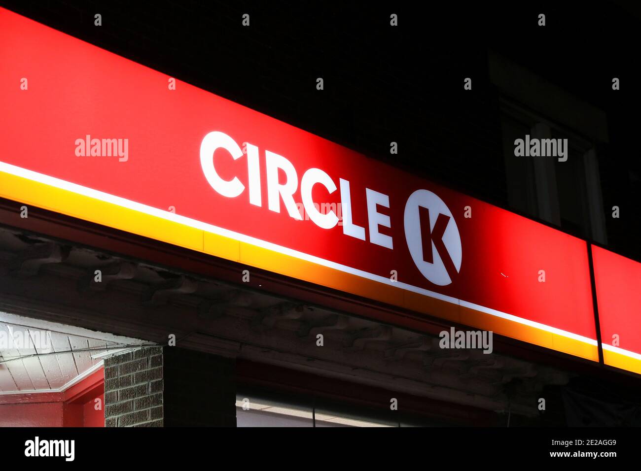 A logo of a Circle K shop, owned by Canadian convenience-store operator  Alimentation Couche-Tard, is pictured in Toronto, Ontario, Canada January  13, 2021. REUTERS/Chris Helgren Stock Photo - Alamy