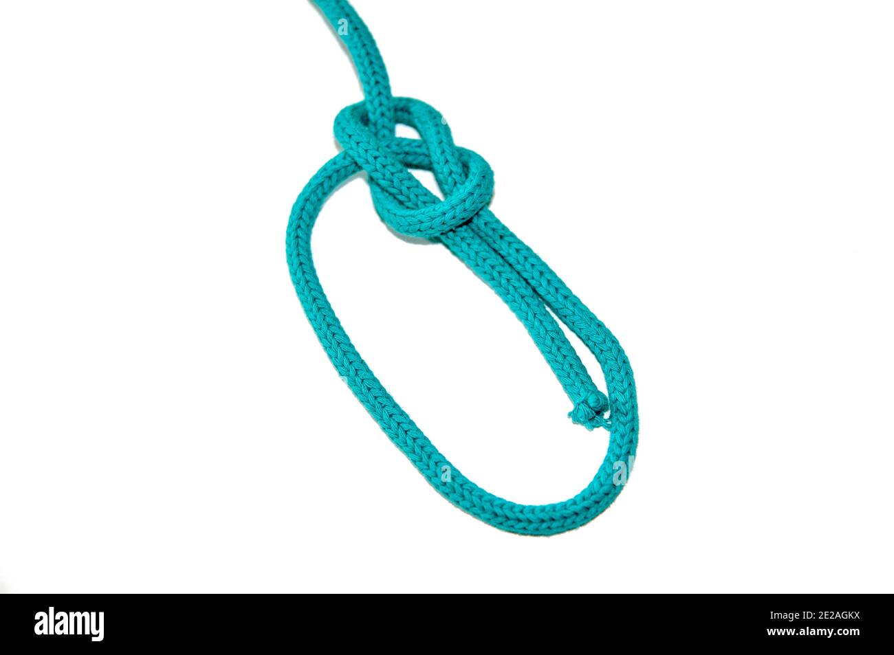 Bowline Knot on white background one of the most used loop knots. As it  does not slip it is used for rescue Stock Photo - Alamy