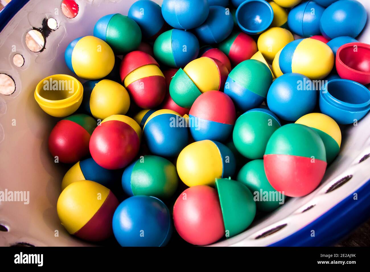The plastic surprise eggs use for the vending machine Stock Photo Alamy
