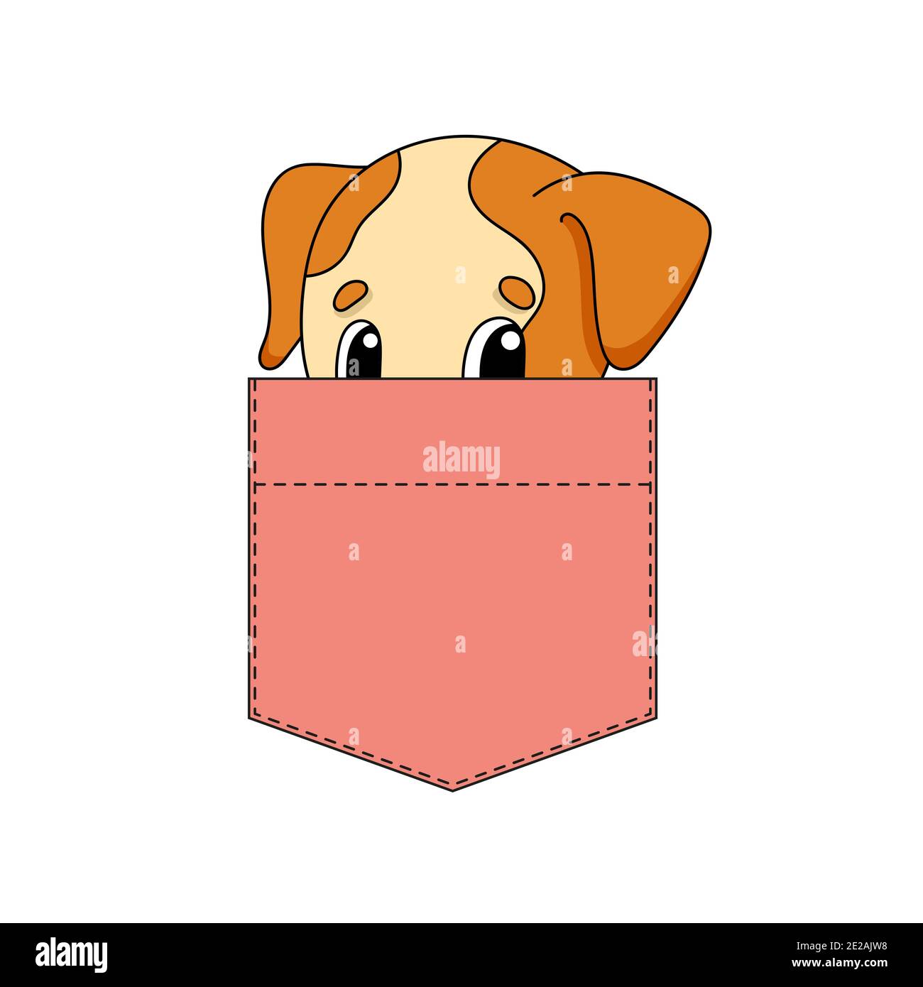 Cute character in shirt pocket. Dog animal. Colorful vector ...