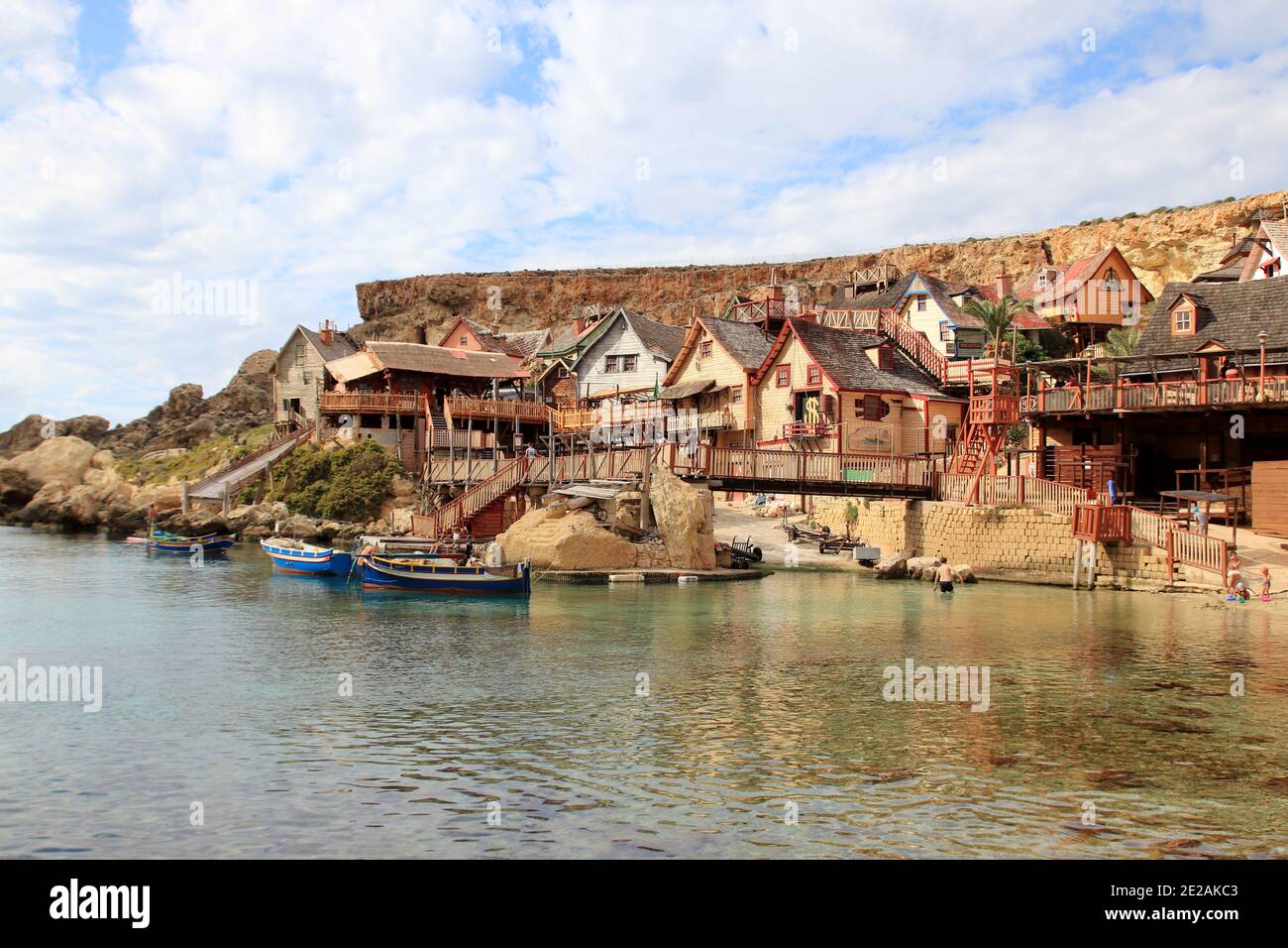 Il-Mellieha, Malta - October 20, 2020: View of the famous village Mellieha and bay on a sunny day Stock Photo