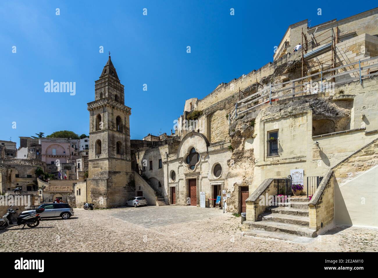 Entrance of San Pietro Barisano the largest of Matera's rupestrian churches, dating in its earliest parts to the 12th century, Basilicata, Italy Stock Photo