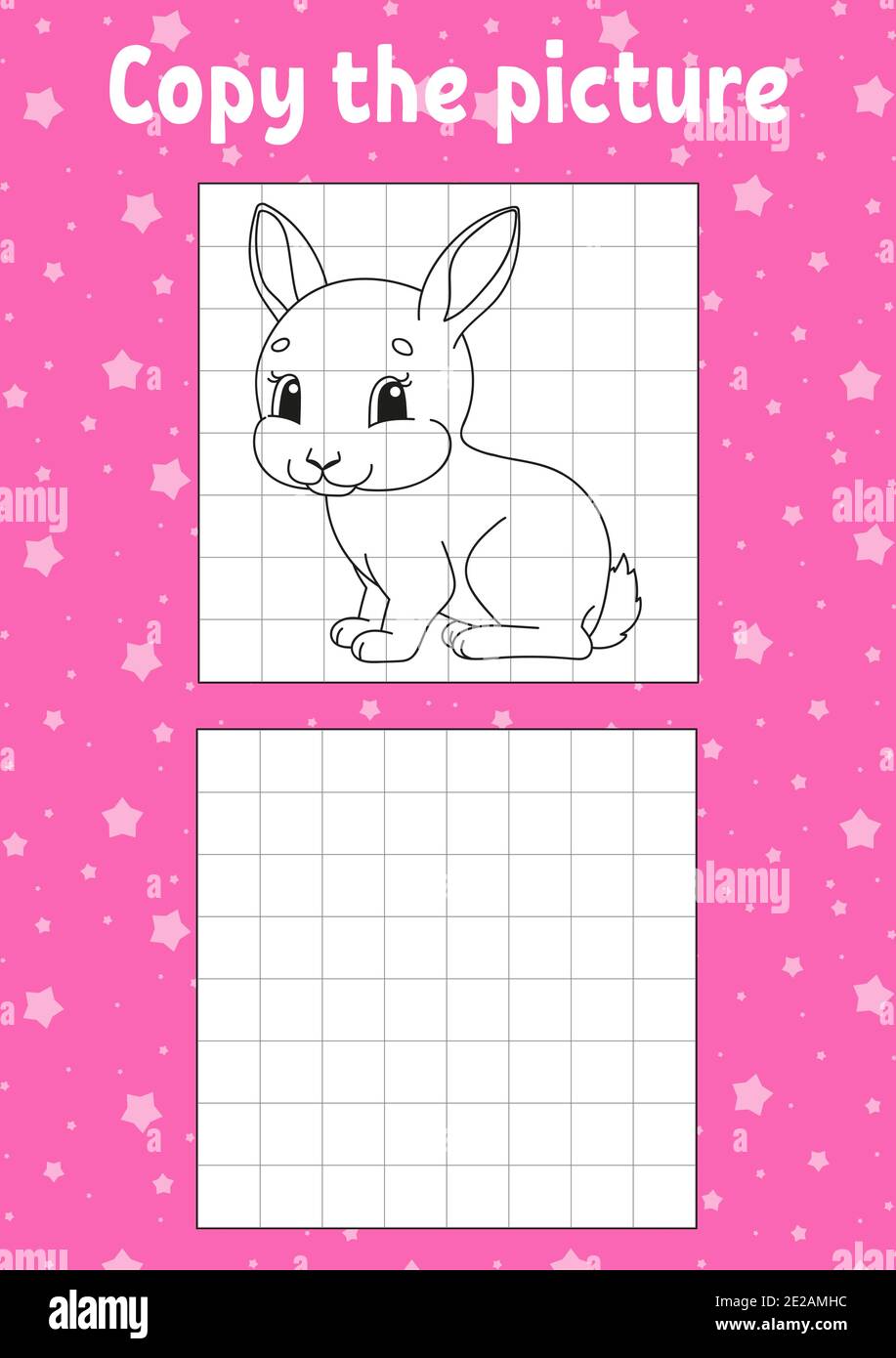 Copy the picture. Rabbit bunny animal. Coloring book pages for kids ...