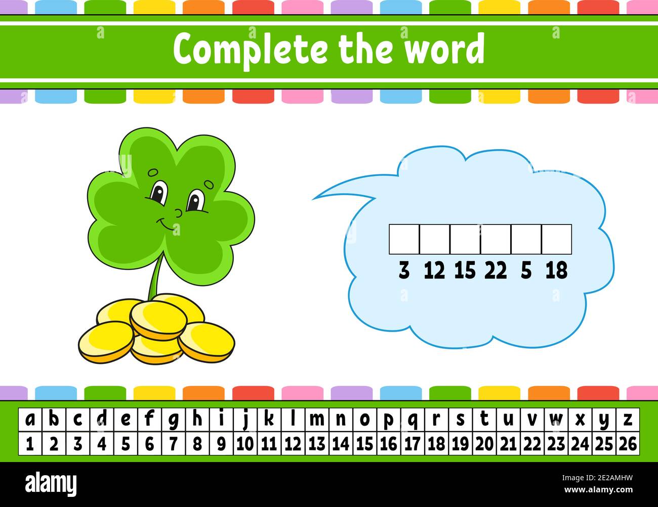Complete The Words Cipher Code Clover With Coins Learning Vocabulary And Numbers Education Worksheet Activity Page For Study English Isolated Ve Stock Vector Image Art Alamy