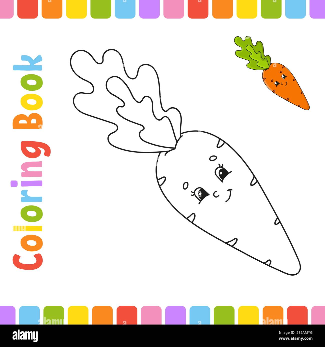 Coloring book for kids. Vegetable carrot. Cheerful character ...