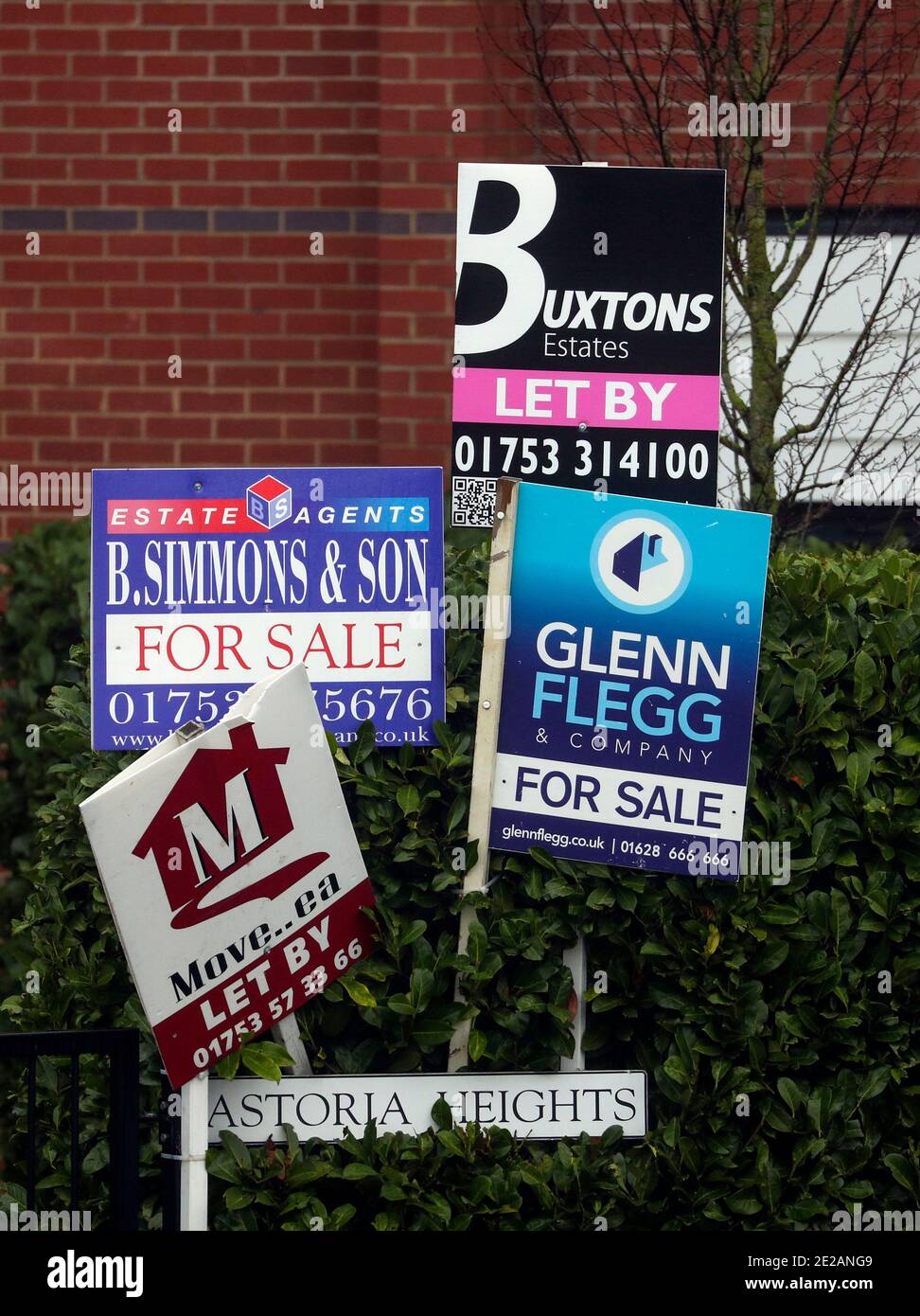 Estate agents boards in Slough, Berkshire Stock Photo Alamy