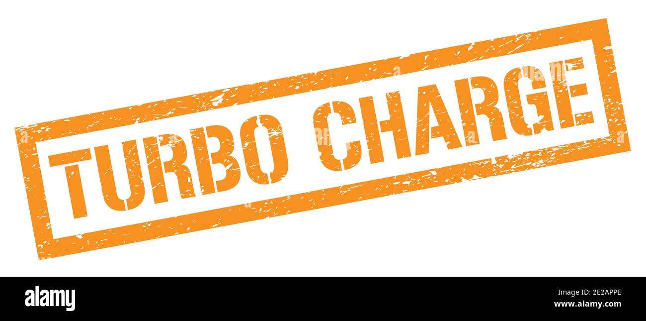 TURBO CHARGE orange grungy rectangle stamp sign. Stock Photo