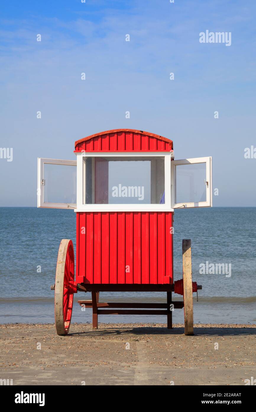 Bathing machine at the beach, Borkum, East Frisian Island, East frisia, Lower Saxony, Germany, Europe Stock Photo