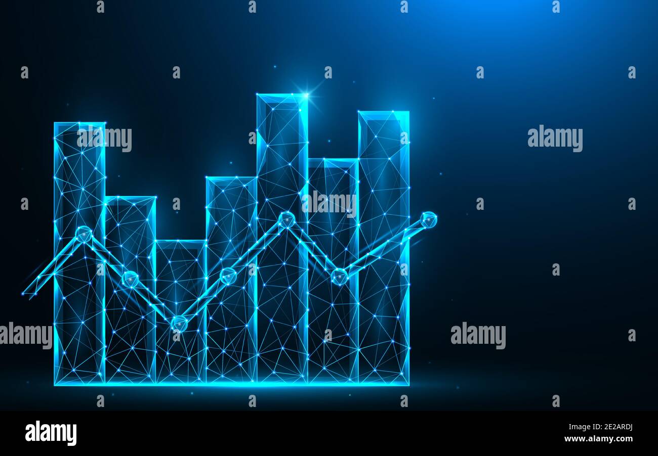 Analytics low poly design. Statistical data analysis, profit diagram ...