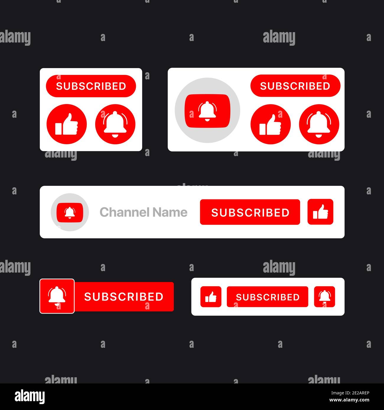 Social Media Subscribe Lower Third Set. Vector illustration Stock Vector