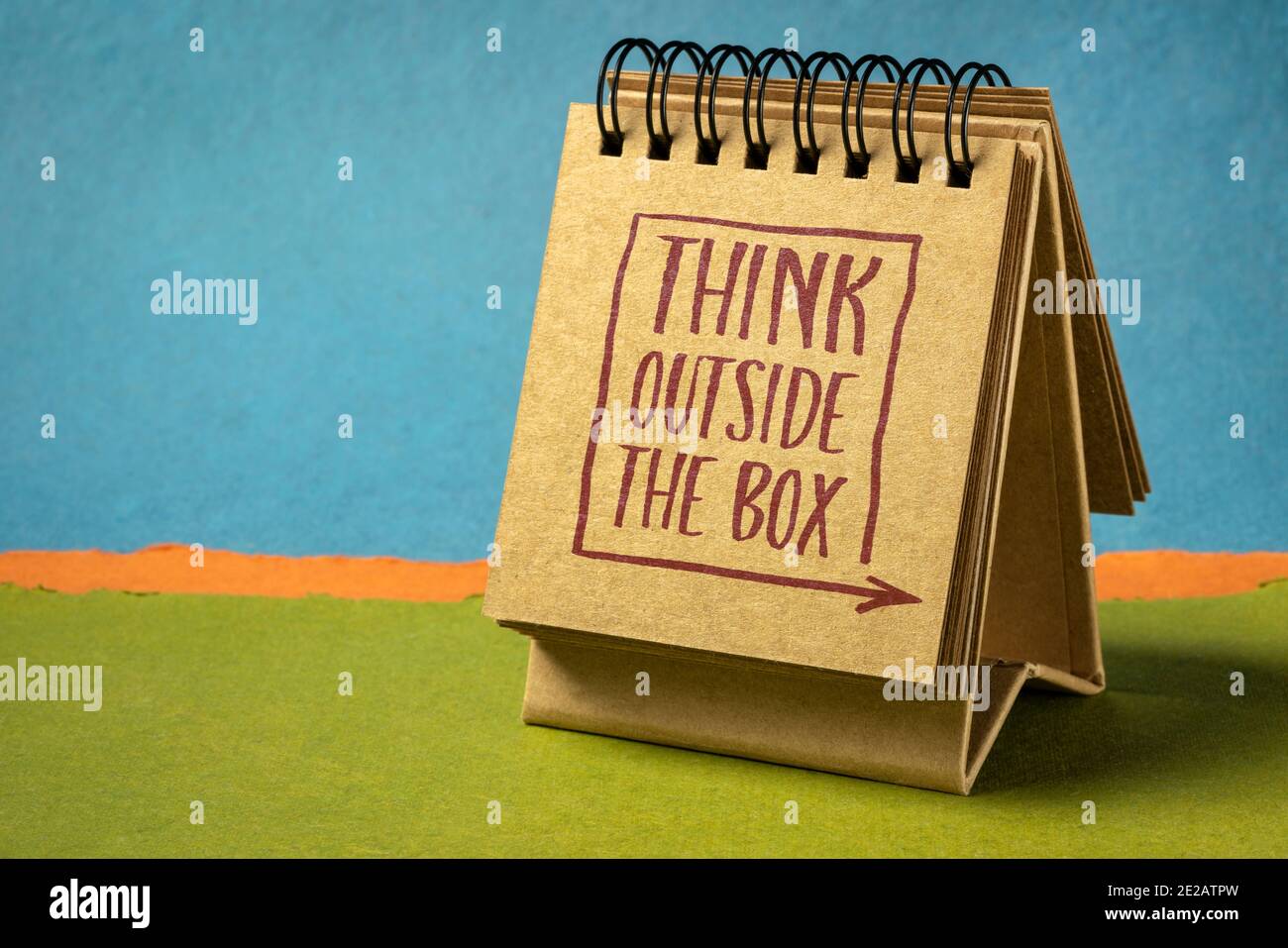 think outside the box - inspirational concept - handwriting in a ...