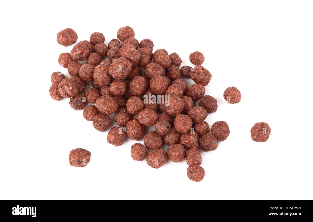 Chocolate cereal balls isolated on white background Stock Photo