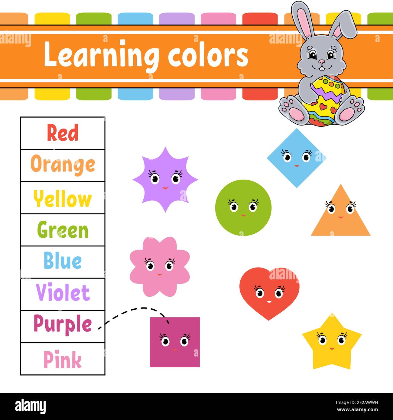 Learning colors. Education developing worksheet. Easter rabbit ...