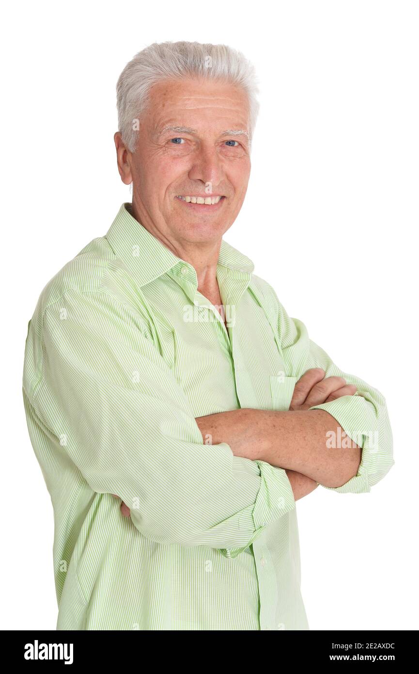 Portrait of senior man isolated on white background Stock Photo - Alamy
