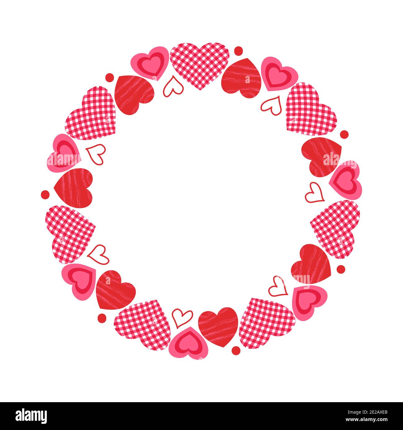 Round frame of red hearts for Valentine's Day, isolated on white ...