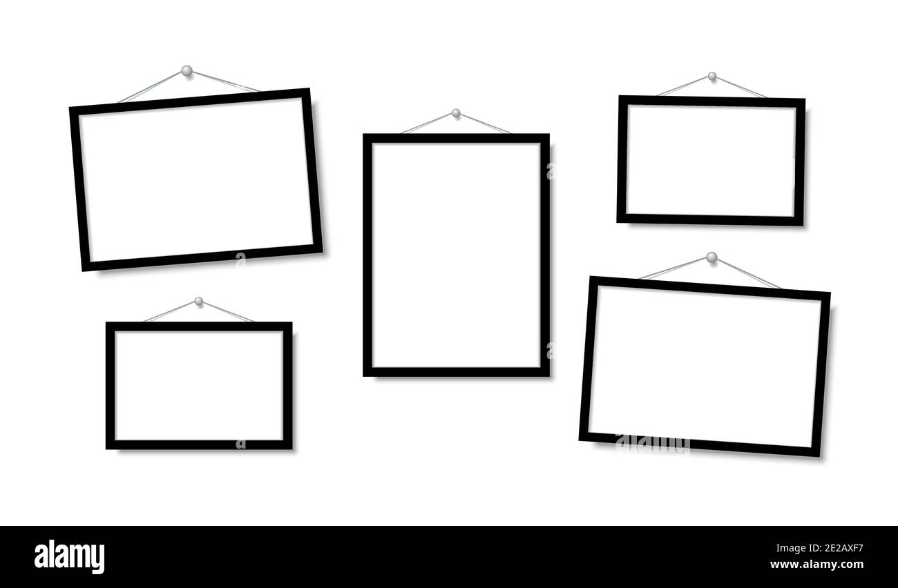 Blank photo frame hanging on wall Royalty Free Vector Image