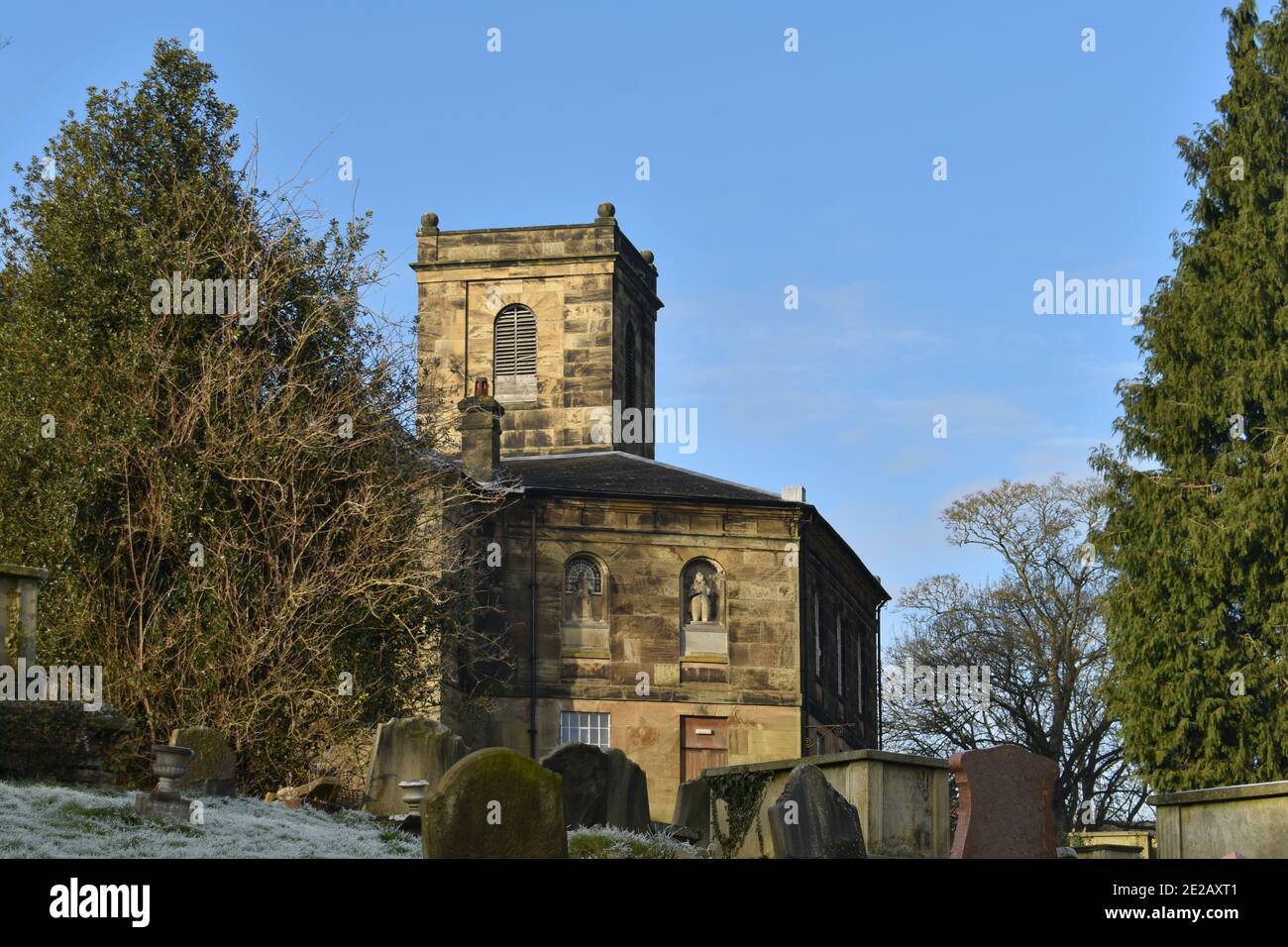 St Michael's Church, Madeley, Shropshire UK on a sunny winter's day