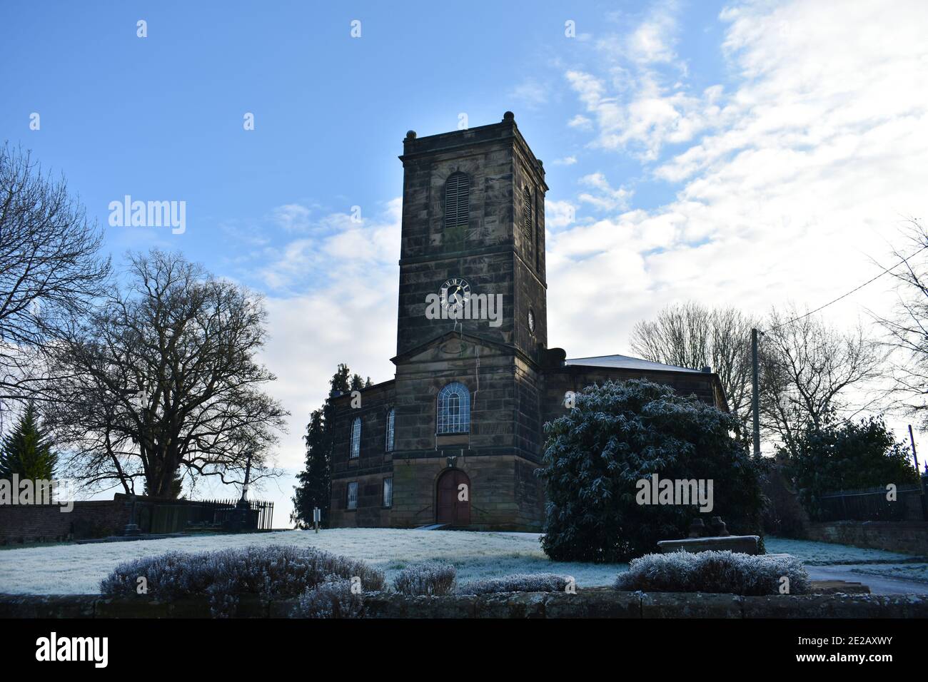 St Michael's Church, Madeley, Shropshire UK on a sunny winter's day