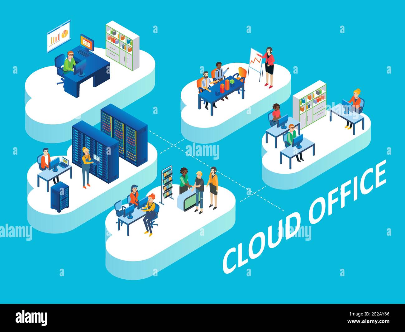 Cloud office concept vector isometric illustration Stock Vector