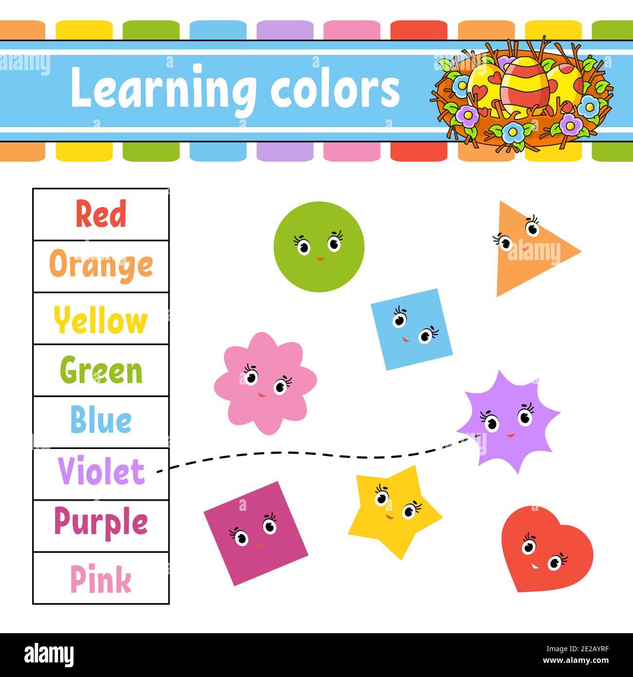 Learning colors. Education developing worksheet. Easter nest. Activity ...