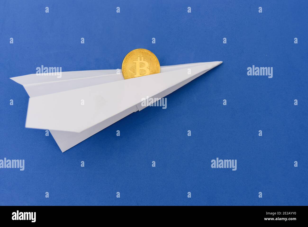 Bitcoin flying on paper plane to up. Growth concept Stock Photo - Alamy