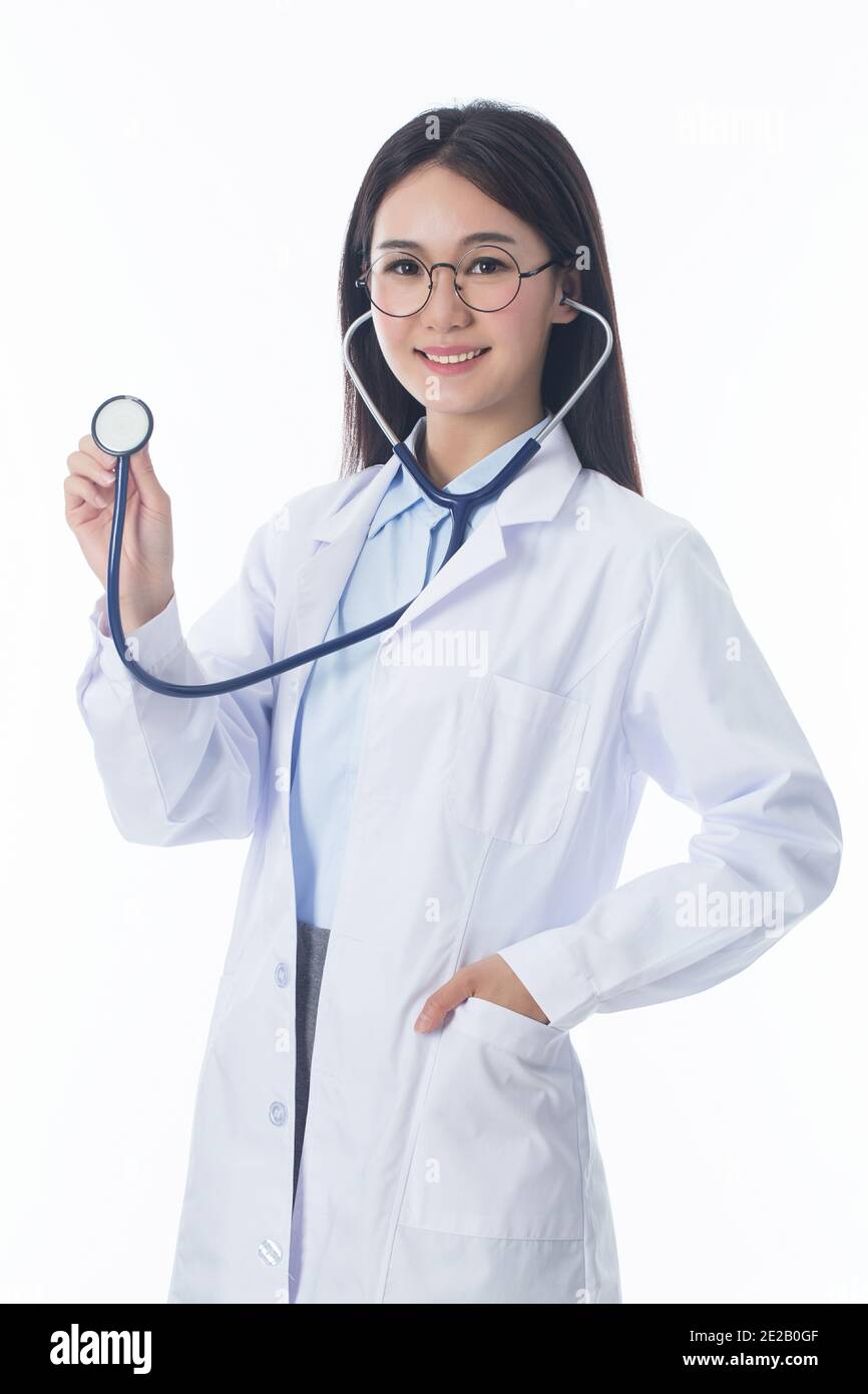 female doctor show stethoscope to you, asian Stock Photo Alamy