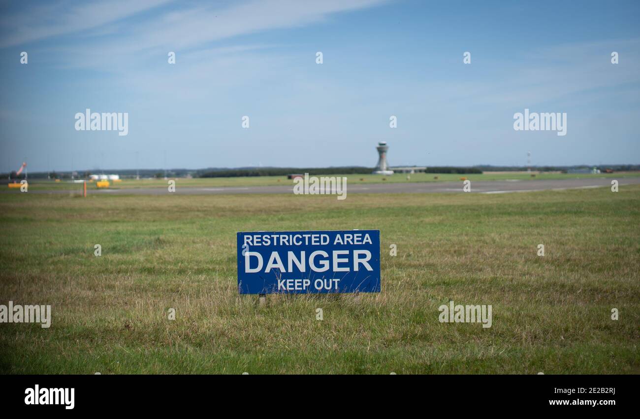 Newcastle Airport perimeter in September 2020 Stock Photo