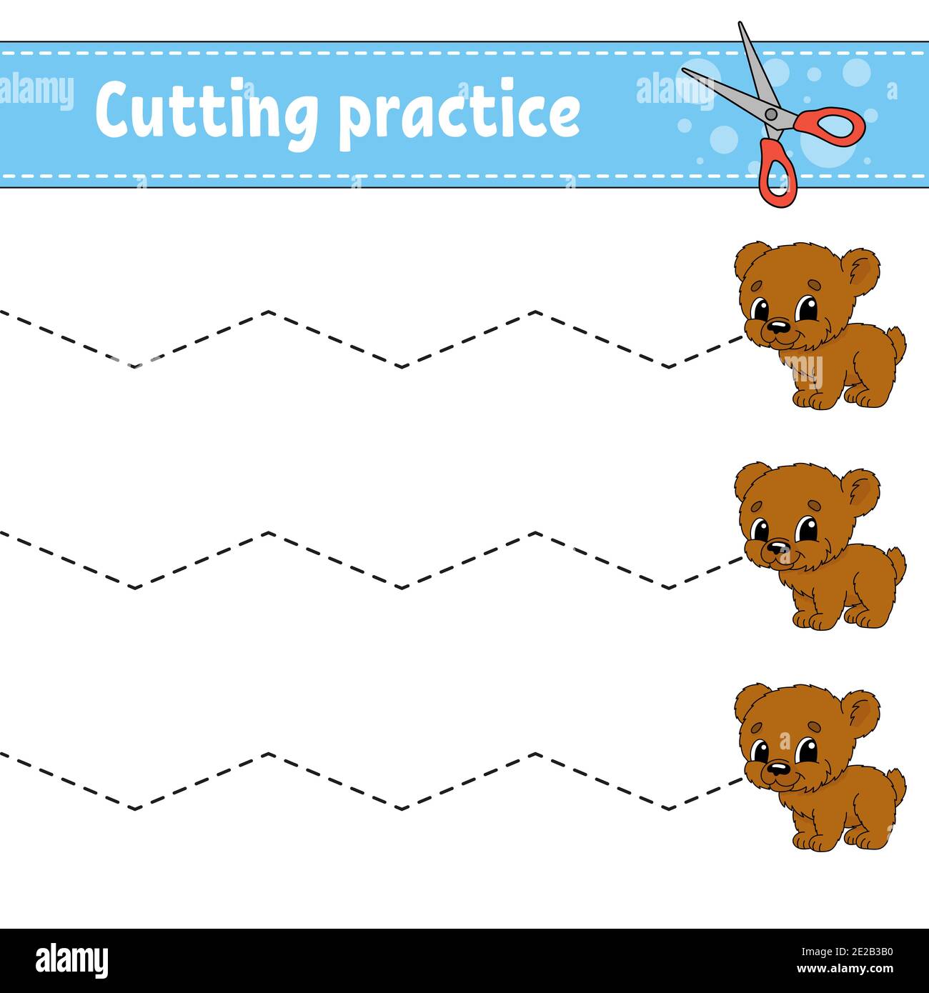 cutting practice for kids animal bear education developing worksheet activity page color game for children isolated vector illustration cartoon stock vector image art alamy