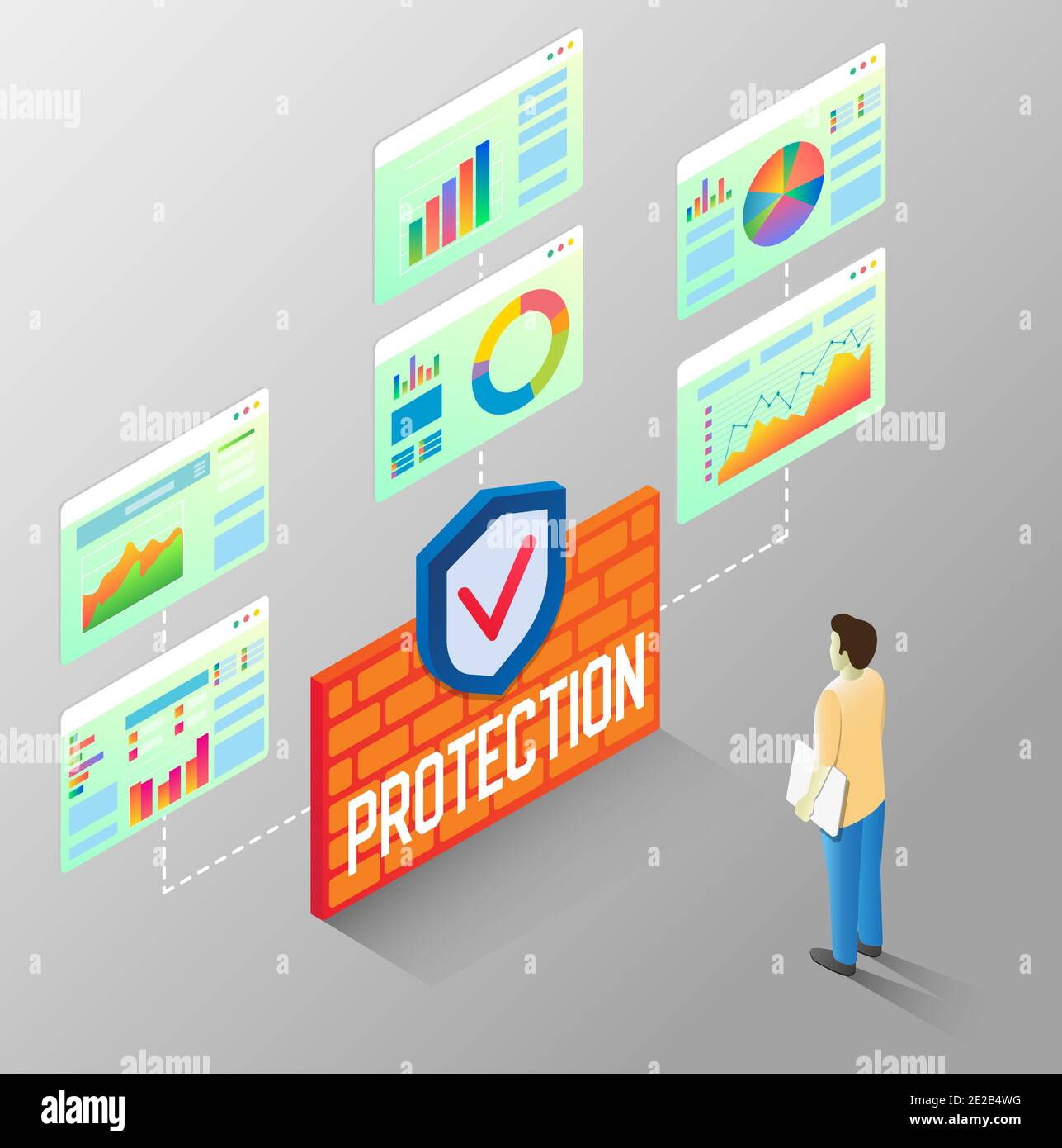 Protection reports vector isometric flow chart Stock Vector