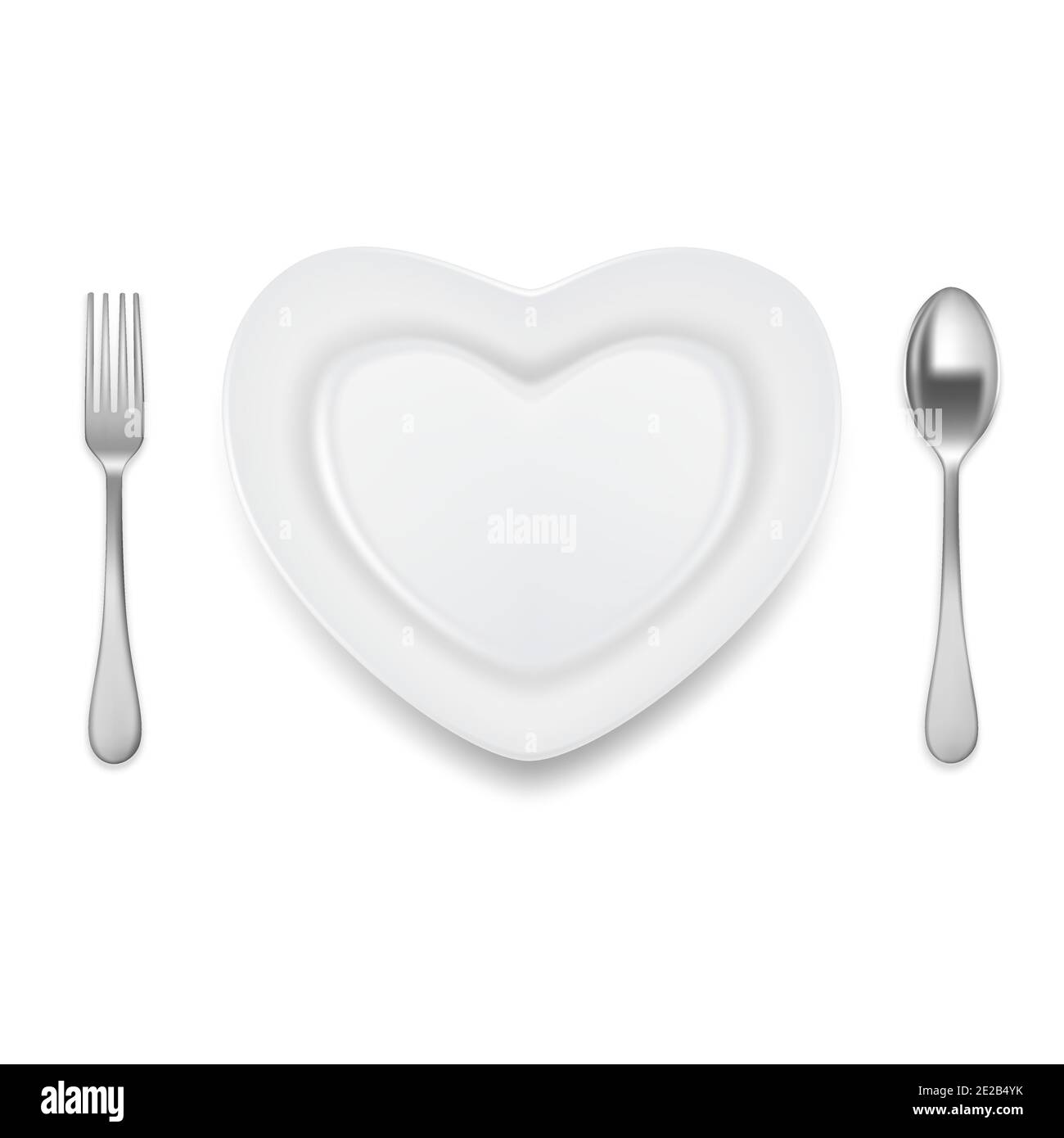 Heart shaped plate spoon fork vector illustration Stock Vector Image