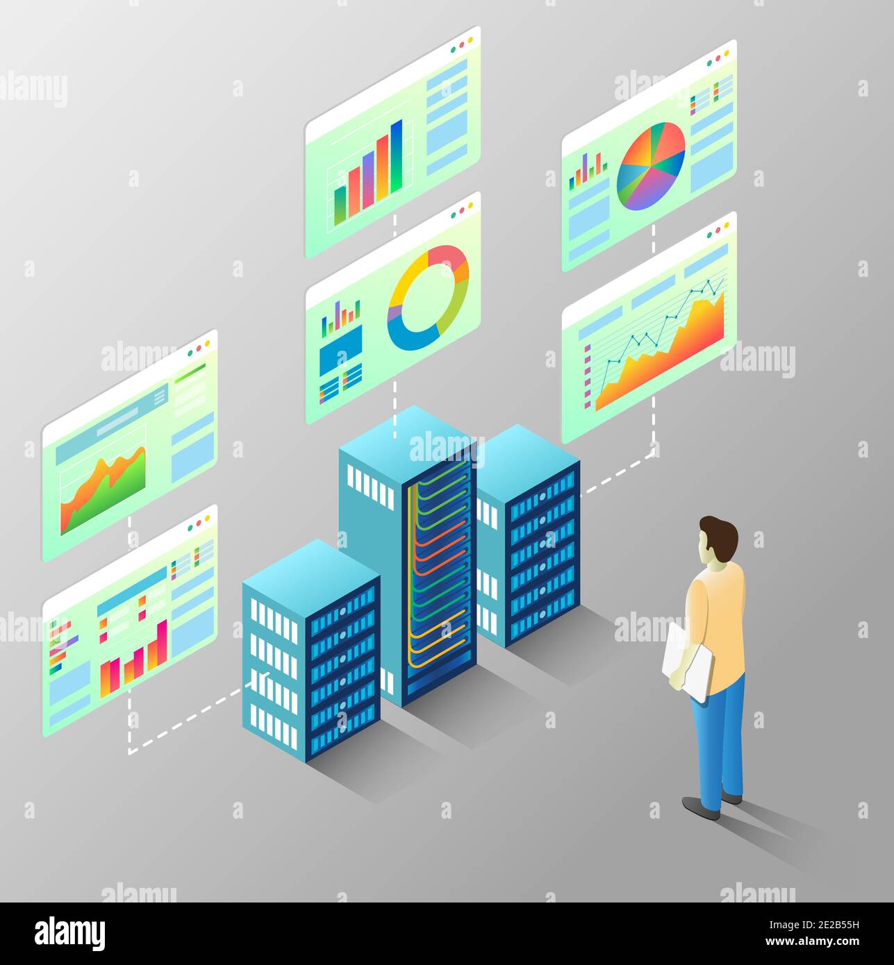 Server statistics vector isometric flow chart Stock Vector Image & Art ...