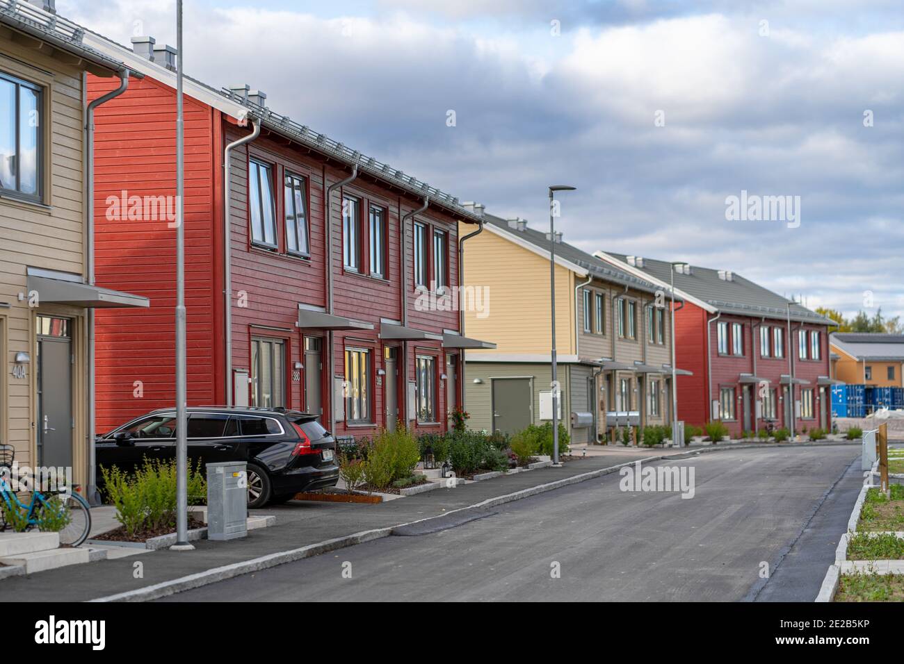 Street with Scandinavian style townhouses or condominium apartments ... - Scandinavian Townhouse Apartments