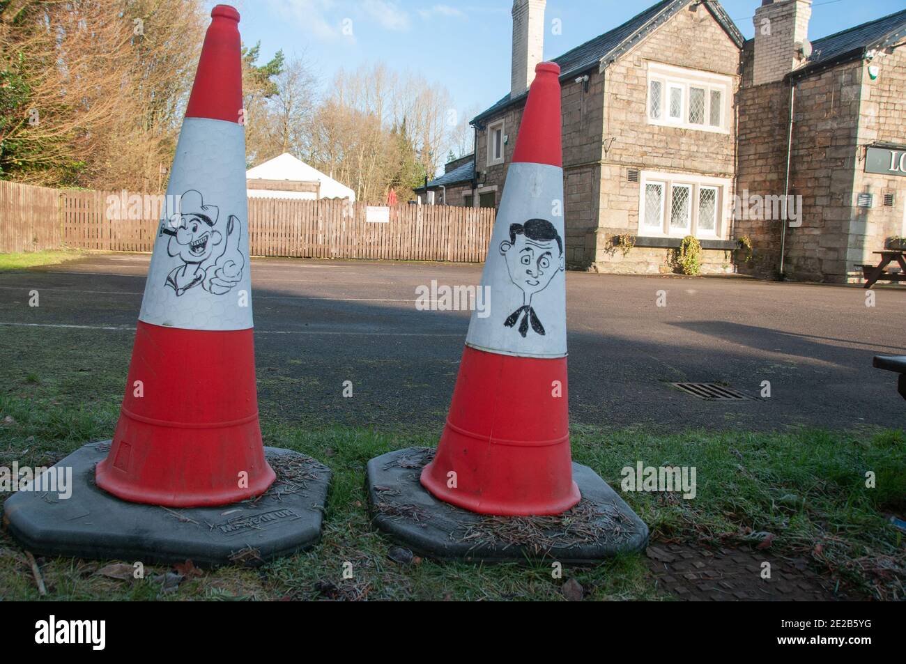 Traffic Cones with added character Stock Photo