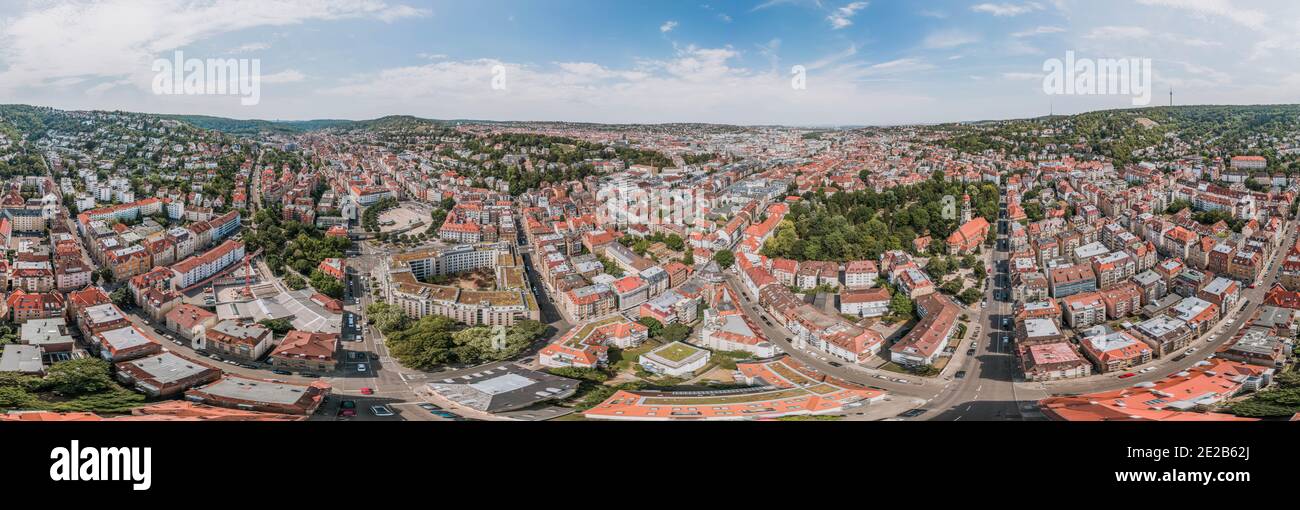 360 Spherical panorama view of Stuttgart suburb near hills in Germany ...