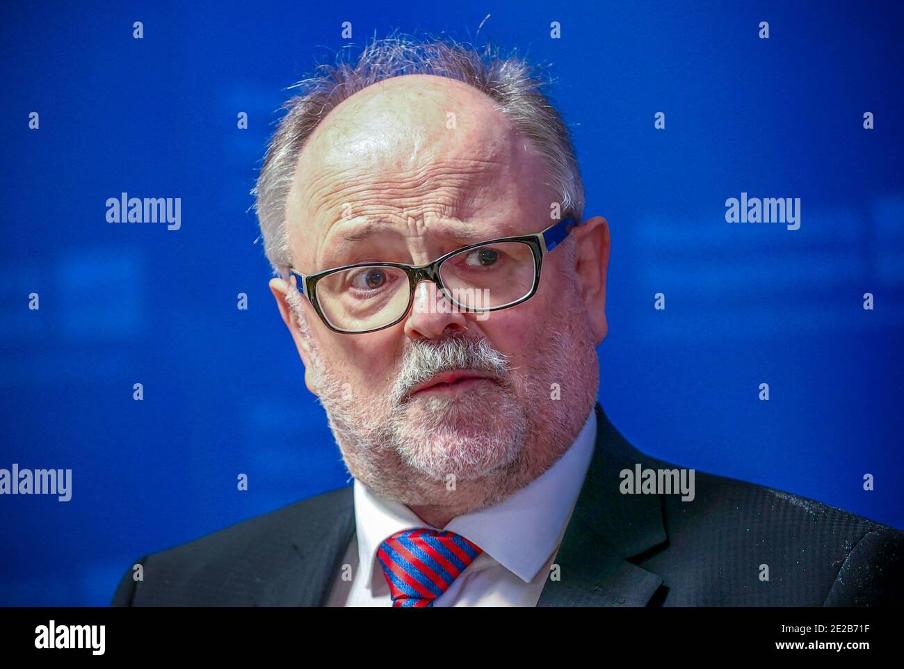 Schwerin, Germany. 12th Nov, 2020. Reinhard Müller, Head of the Department for the Protection of the Constitution, at the Ministry of the Interior of Mecklenburg-Western Pomerania at a press conference to present the 2019 report on the protection of the constitution. Mecklenburg-Western Pomerania's Interior Minister Renz has dismissed the head of the State Office for the Protection of the Constitution, Müller. With this, the minister drew the first personnel consequences from the agency's actions in connection with information on the Berlin Christmas market atta Credit: dpa/Alamy Live News Stock Photo