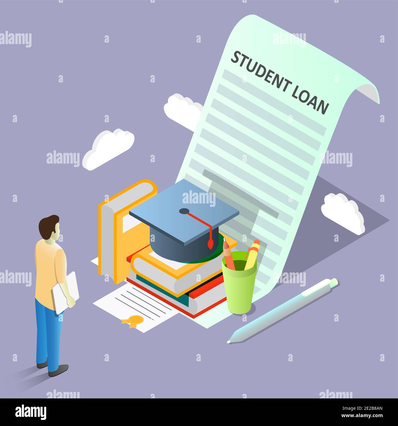 Student loan concept vector isometric illustration Stock Vector Image ...