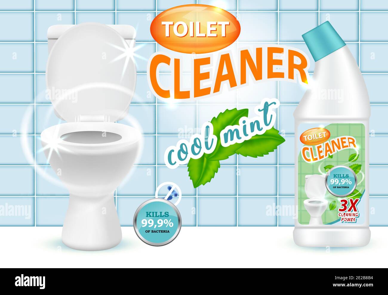 Cool mint toilet cleaner ad vector illustration Stock Vector Image